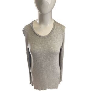 Banana Republic Blouse Crew Neck Long Sleeves Sz M Gray